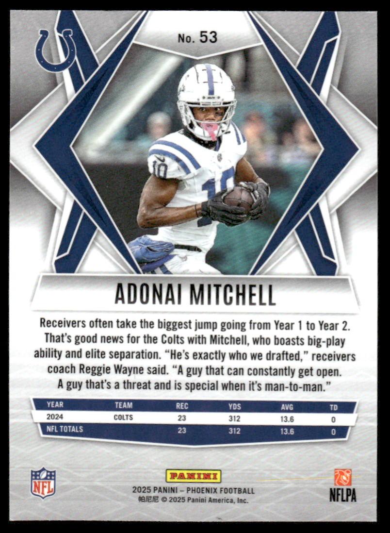 2025 Panini Phoenix #53 Adonai Mitchell Silver Lava Prizm