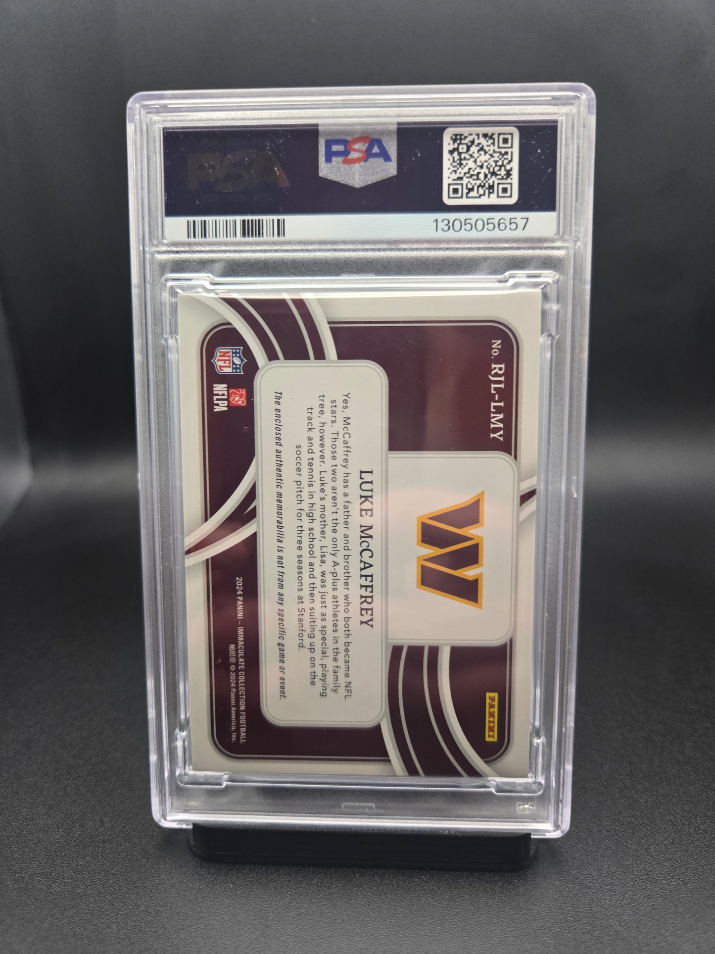 POP 1! Luke McCaffrey 2024 Panini Immaculate Collection NIKE PATCH /5