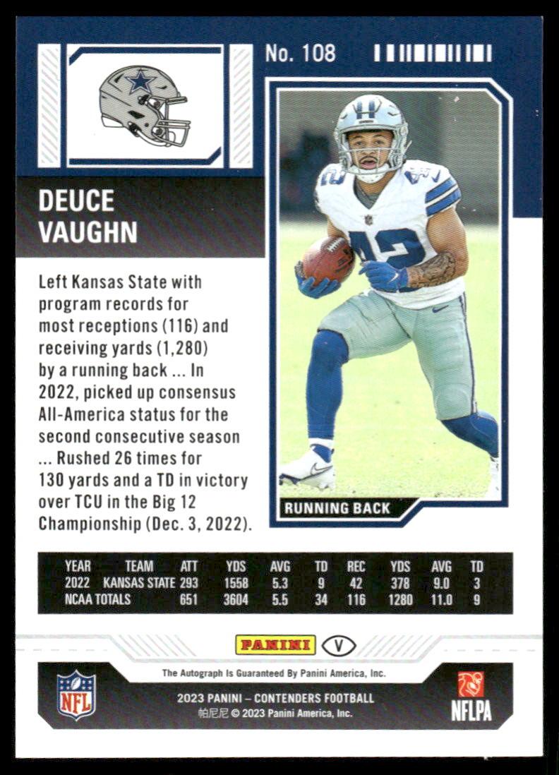 2023 Panini Contenders #108b Deuce Vaughn