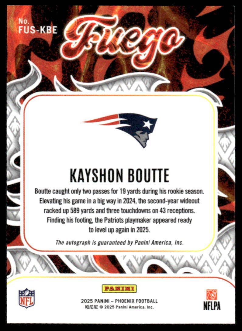 2025 Panini Phoenix #FUS-KBE Kayshon Boutte Fuego Signatures