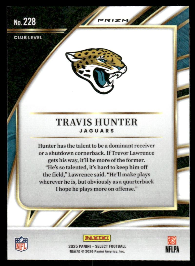 2025 Panini Select #228 Travis Hunter Black and Green Prizm Shock