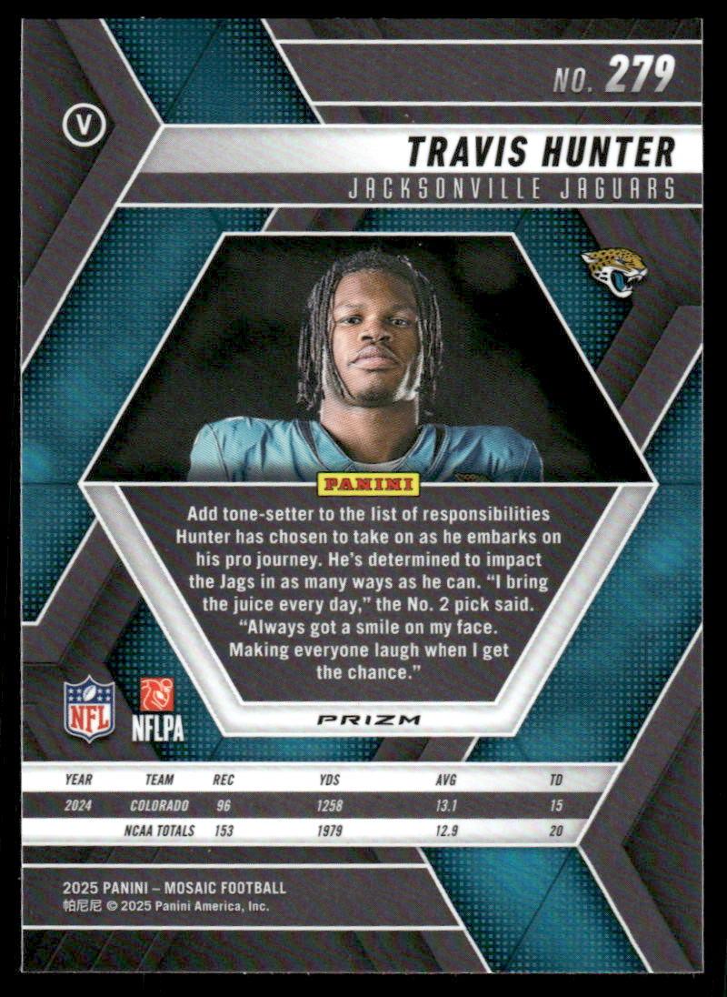 2025 Panini Mosaic #279 Travis Hunter Mosaic Reactive Blue
