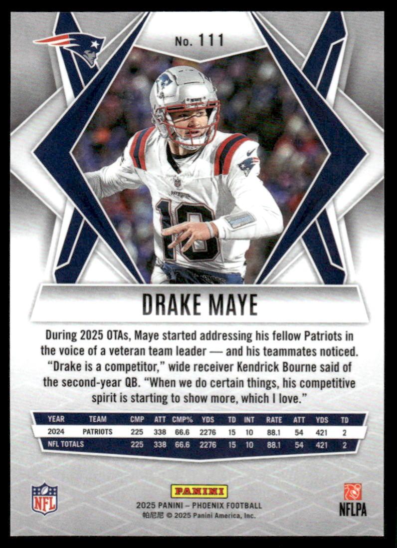 2025 Panini Phoenix #111 Drake Maye Silver Winter Prizm