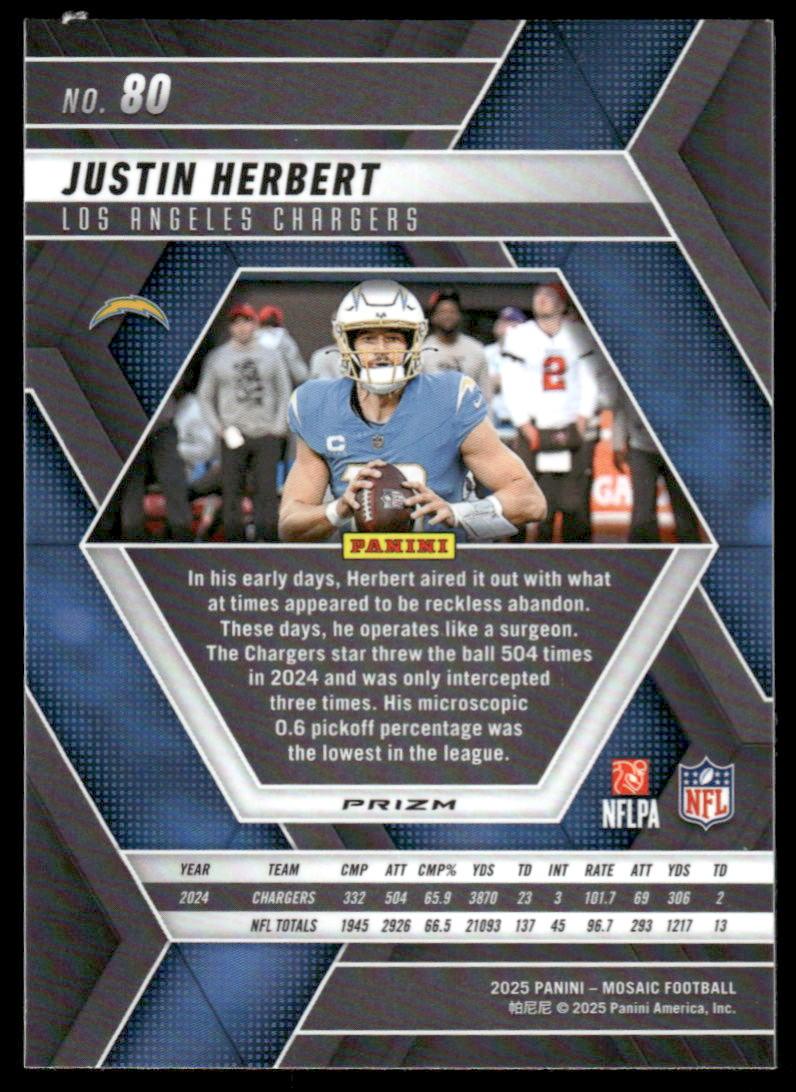 2025 Panini Mosaic #80 Justin Herbert Silver