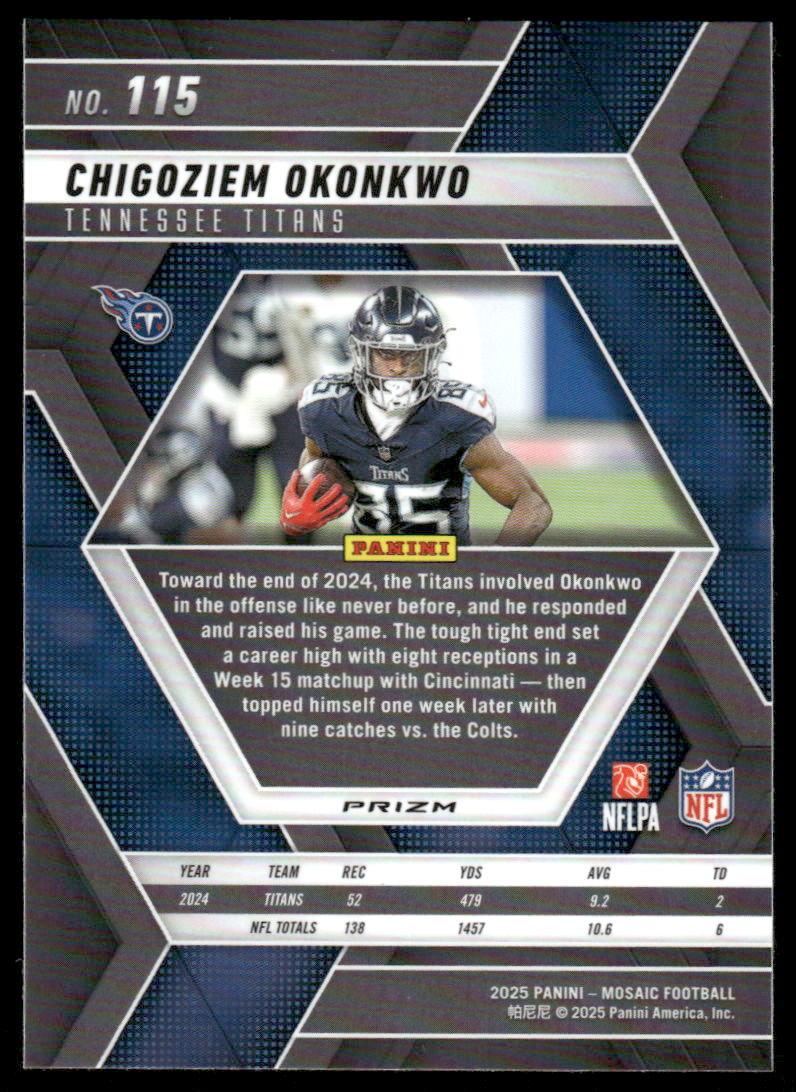 2025 Panini Mosaic #115 Chigoziem Okonkwo Mosaic Camo Pink
