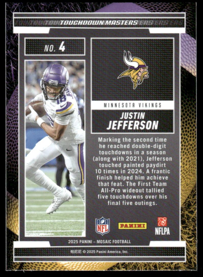 2025 Panini Mosaic #4 Justin Jefferson Touchdown Masters Mosaic