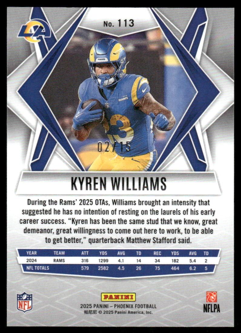 2025 Panini Phoenix #113 Kyren Williams Bronze Lazer Prizm #/15