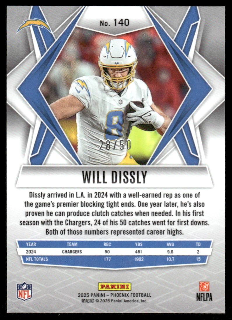 2025 Panini Phoenix #140 Will Dissly Teal Mojo Prizm #/50