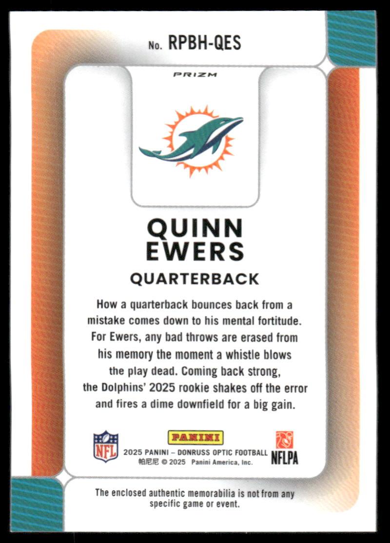 2025 Donruss Optic #RPBH-QES Quinn Ewers Rookie Phenoms Blue Hyper
