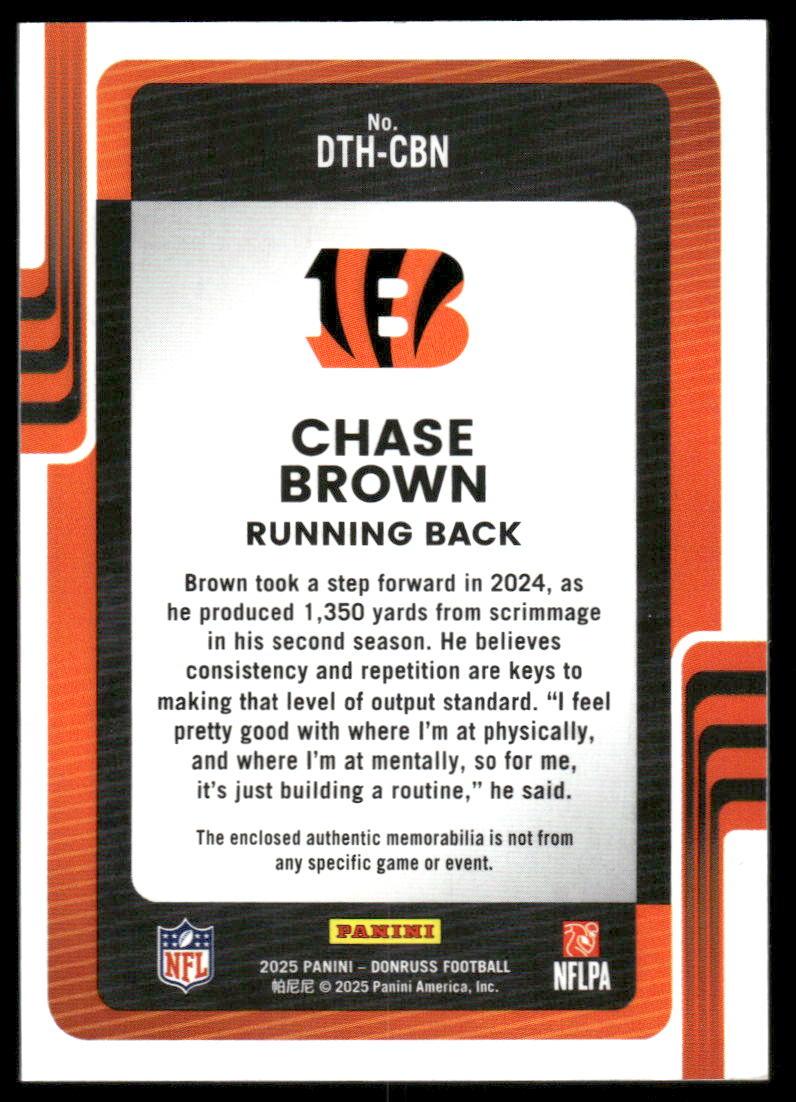 2025 Donruss #DTH-CBN Chase Brown Donruss Threads