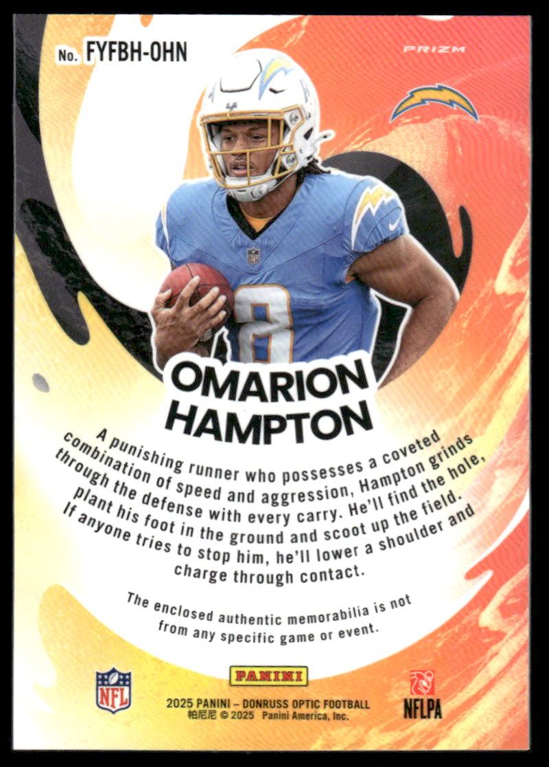 2025 Donruss Optic #FYFBH-OHN Omarion Hampton First Year Fresh Blue Hyper