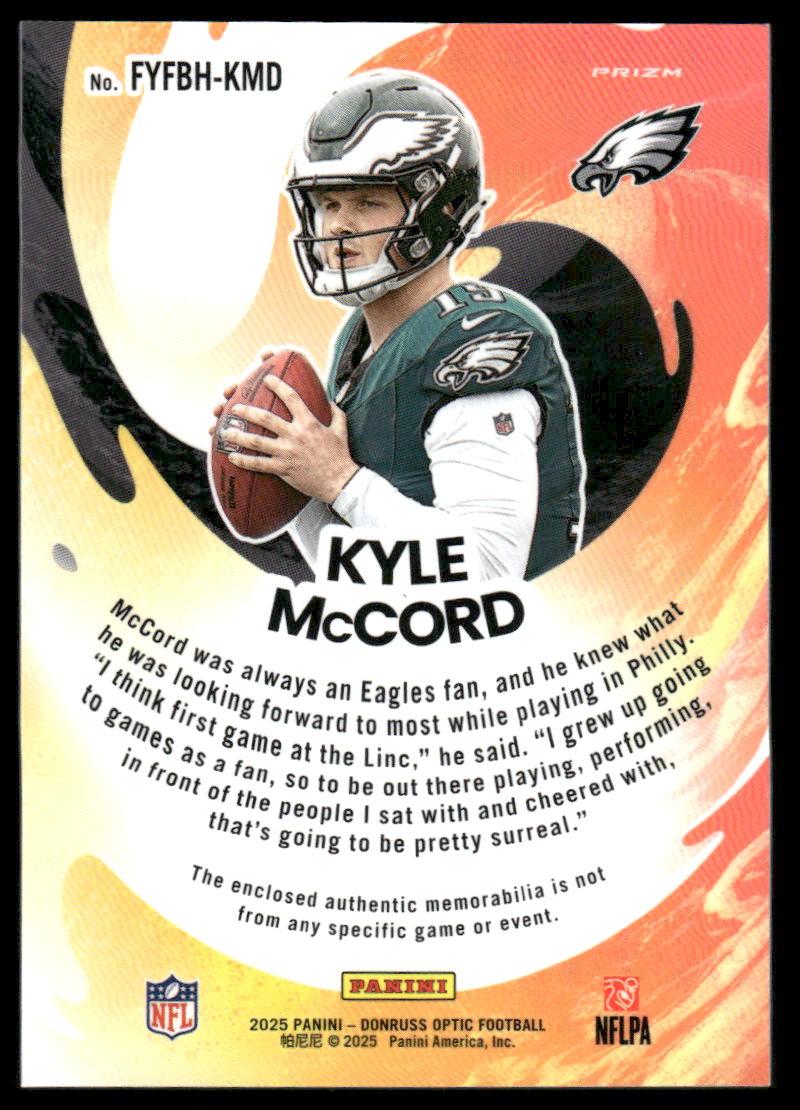 2025 Donruss Optic #FYFBH-KMD Kyle McCord First Year Fresh Blue Hyper