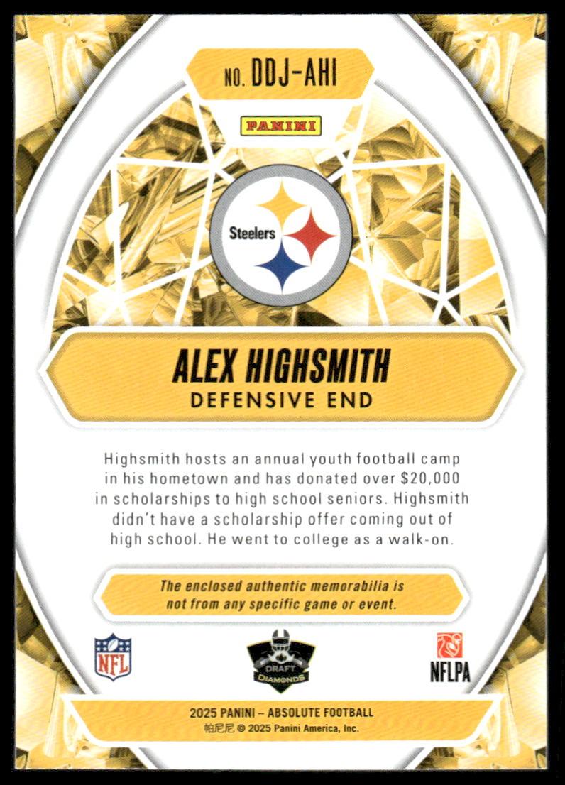 2025 Panini Absolute #DDJ-AHI Alex Highsmith Draft Diamonds Jersey