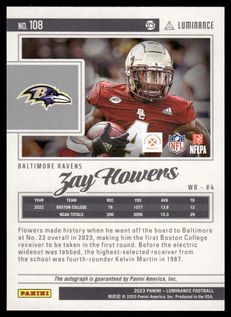 2023 Panini Luminance #108 Zay Flowers Autographs #/125