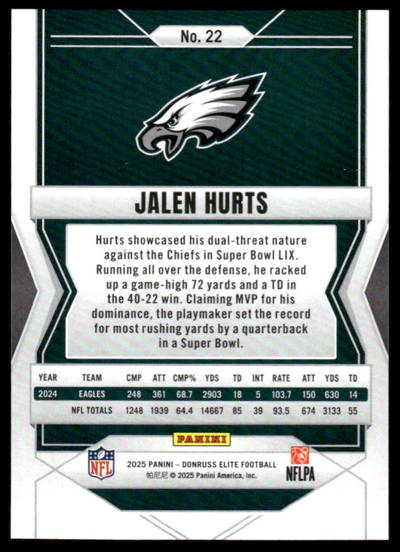2025 Donruss Elite #22 Jalen Hurts Red #/99