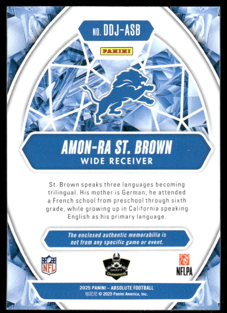 2025 Panini Absolute #DDJ-ASB Amon-Ra St. Brown Draft Diamonds Jersey