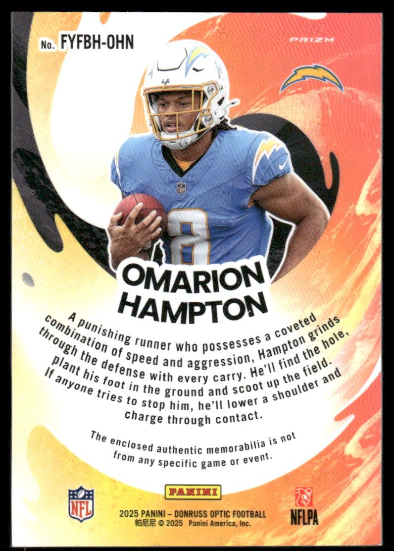 2025 Donruss Optic #FYFBH-OHN Omarion Hampton First Year Fresh Blue Hyper