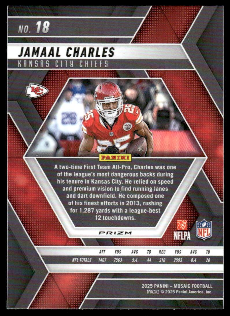 2025 Panini Mosaic #18 Jamaal Charles Mosaic Red