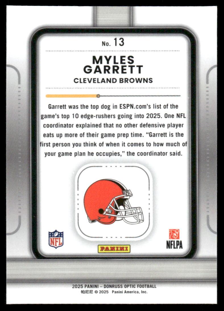 2025 Donruss Optic #13 Myles Garrett Play Action