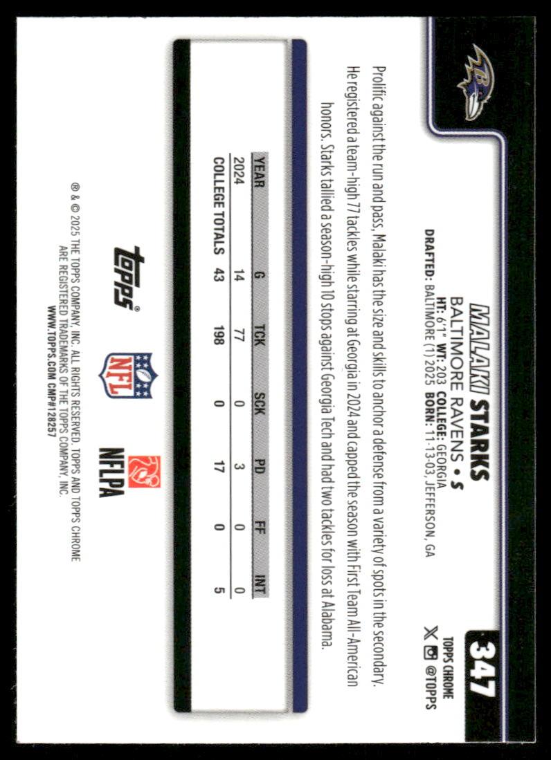 2025 Topps Chrome #347 Malaki Starks Topps Refractor