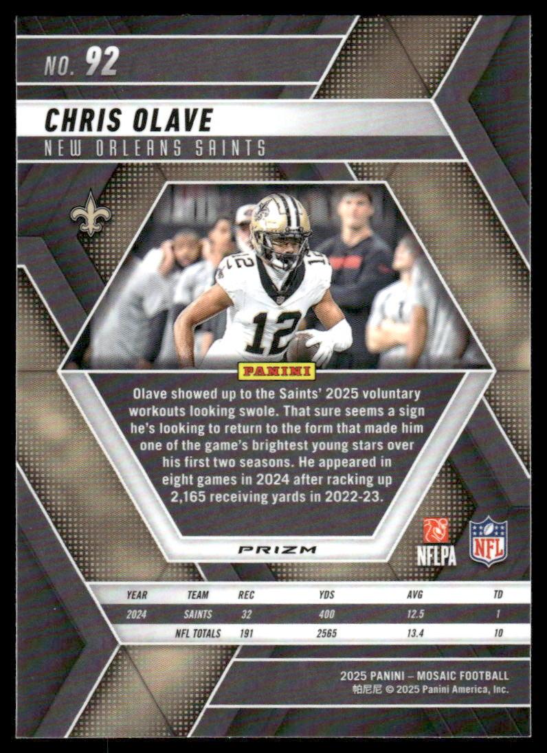 2025 Panini Mosaic #92 Chris Olave Mosaic Genesis