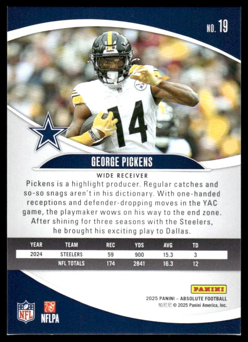 2025 Panini Absolute #19 George Pickens Orange Mosaic #/825