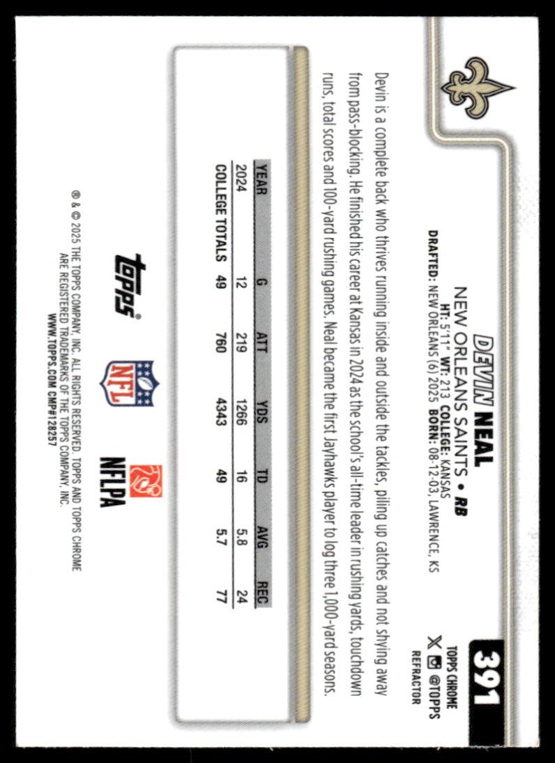 2025 Topps Chrome #391 Devin Neal Refractor