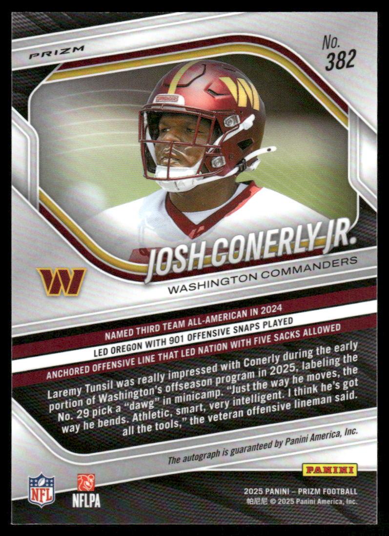 2025 Panini Prizm #382 Josh Conerly Jr. PURPLE PULSE AUTO