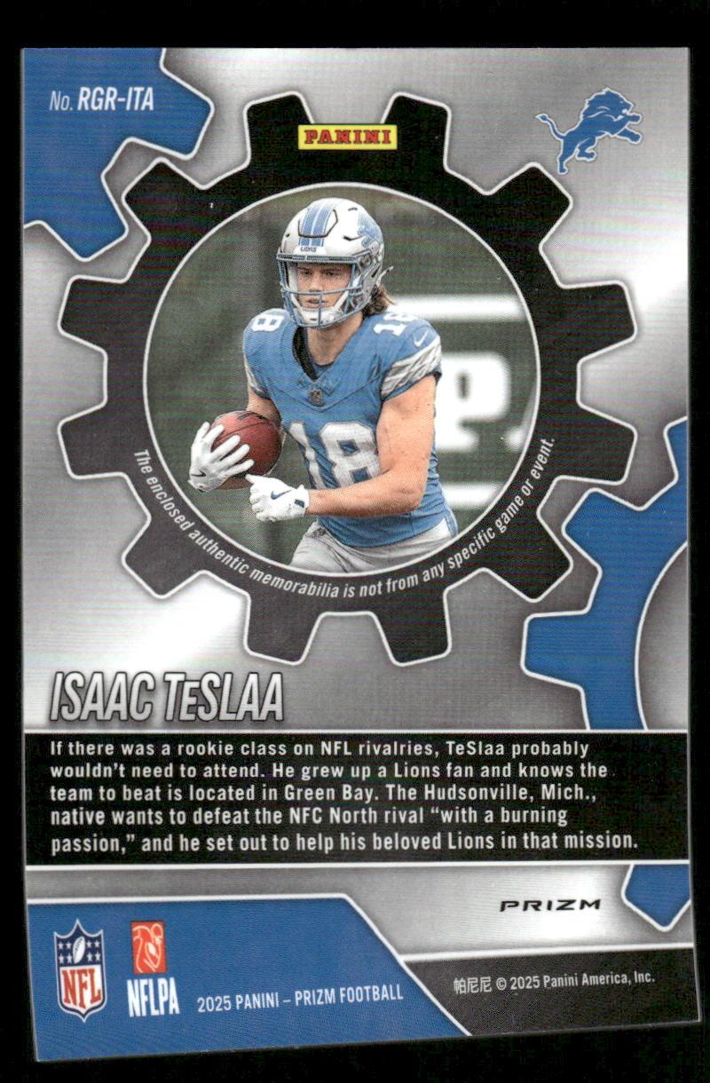 2025 Panini Prizm #RGR-ITA Isaac TeSlaa Rookie Gear GREEN