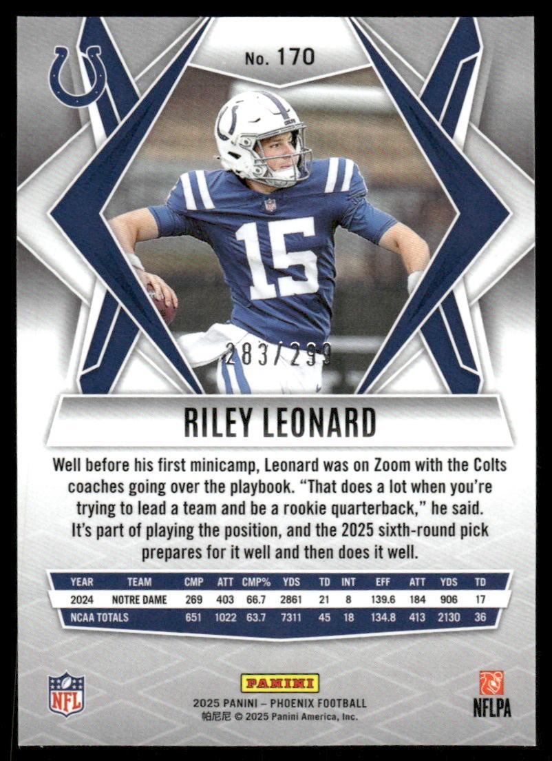 2025 Panini Phoenix #170 Riley Leonard Pink Hyper Prizm #/299