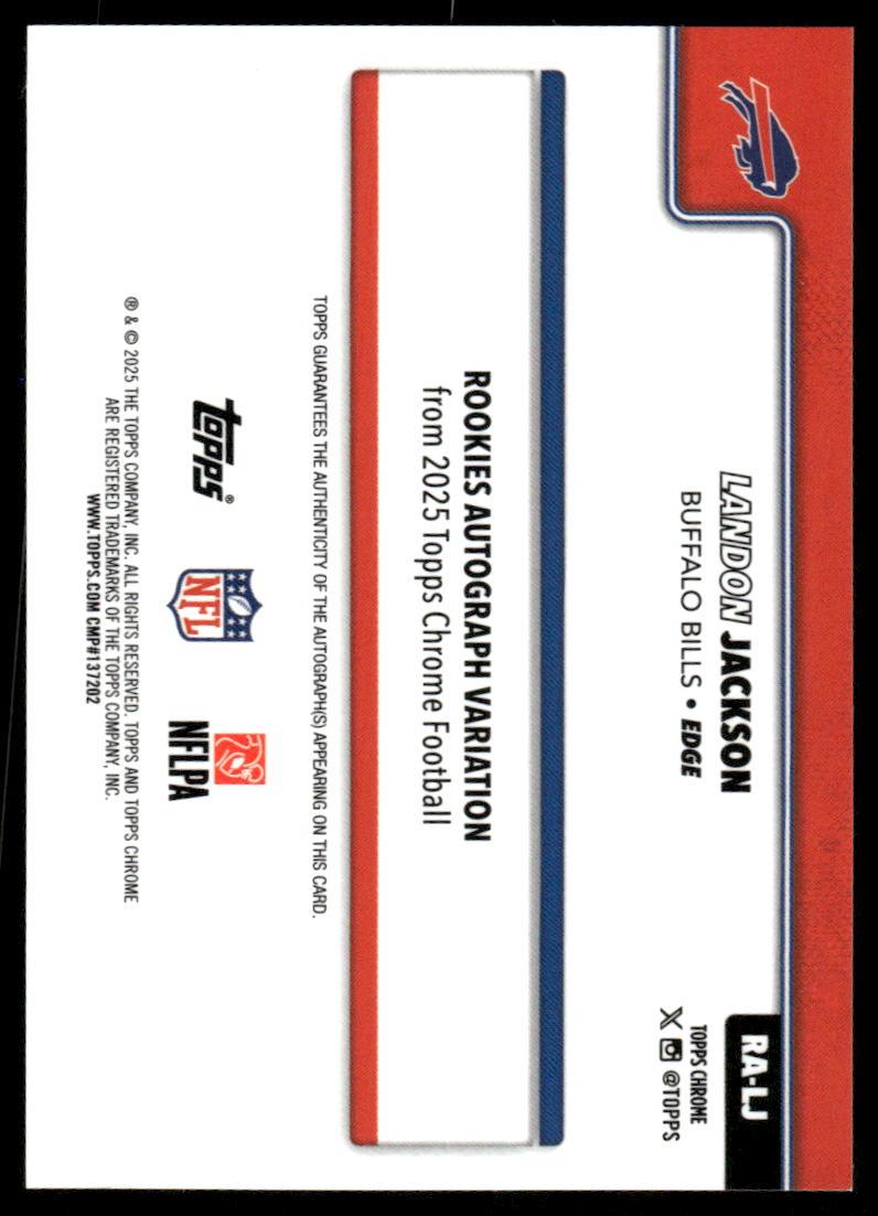 2025 Topps Chrome #RA-LJ Landon Jackson Chrome Rookie Autographs
