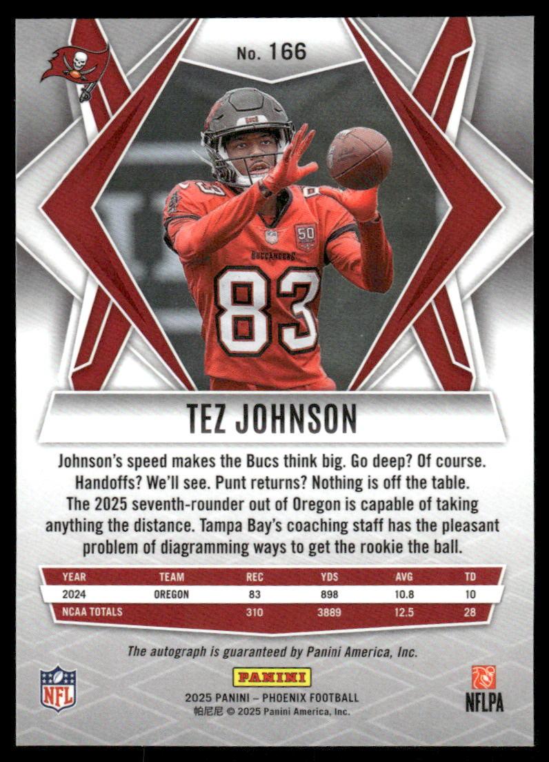 2025 Panini Phoenix #166 Tez Johnson Base Rookie Autographs Silver Pandora Prizm