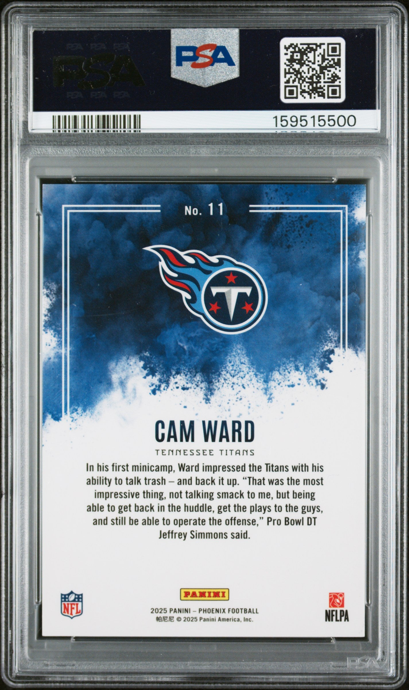 Cam Ward PSA 9 2025 Panini Phoenix Color Blast #11