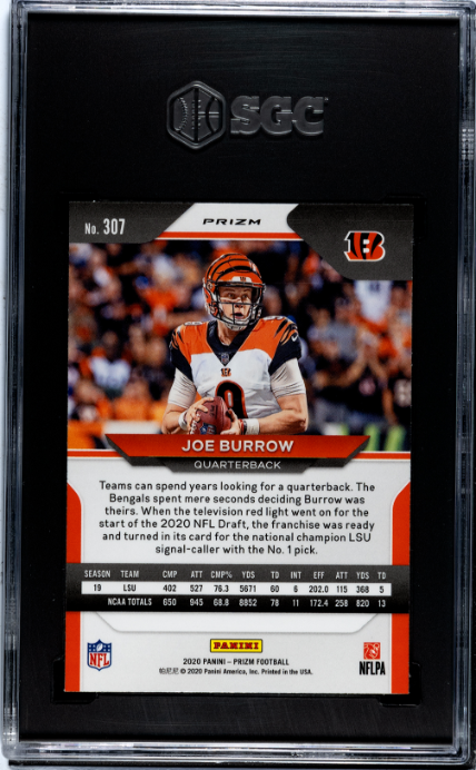 Joe Burrow Orange Disco Prizm SGC 9.5 2020 Panini Prizm #307