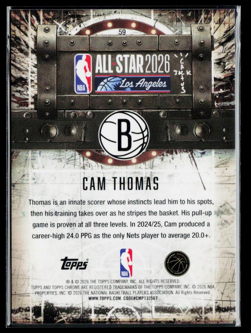 Cam Thomas Lasers Refractor #1/25 First on Print 2025-26 Cactus Jack #3