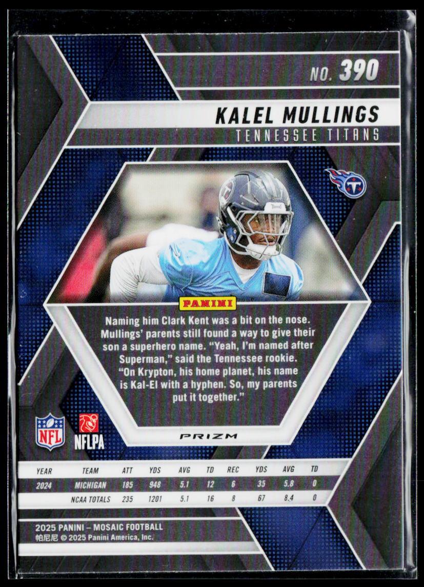 2025 Panini Mosaic #390 Kalel Mullings Mosaic Green