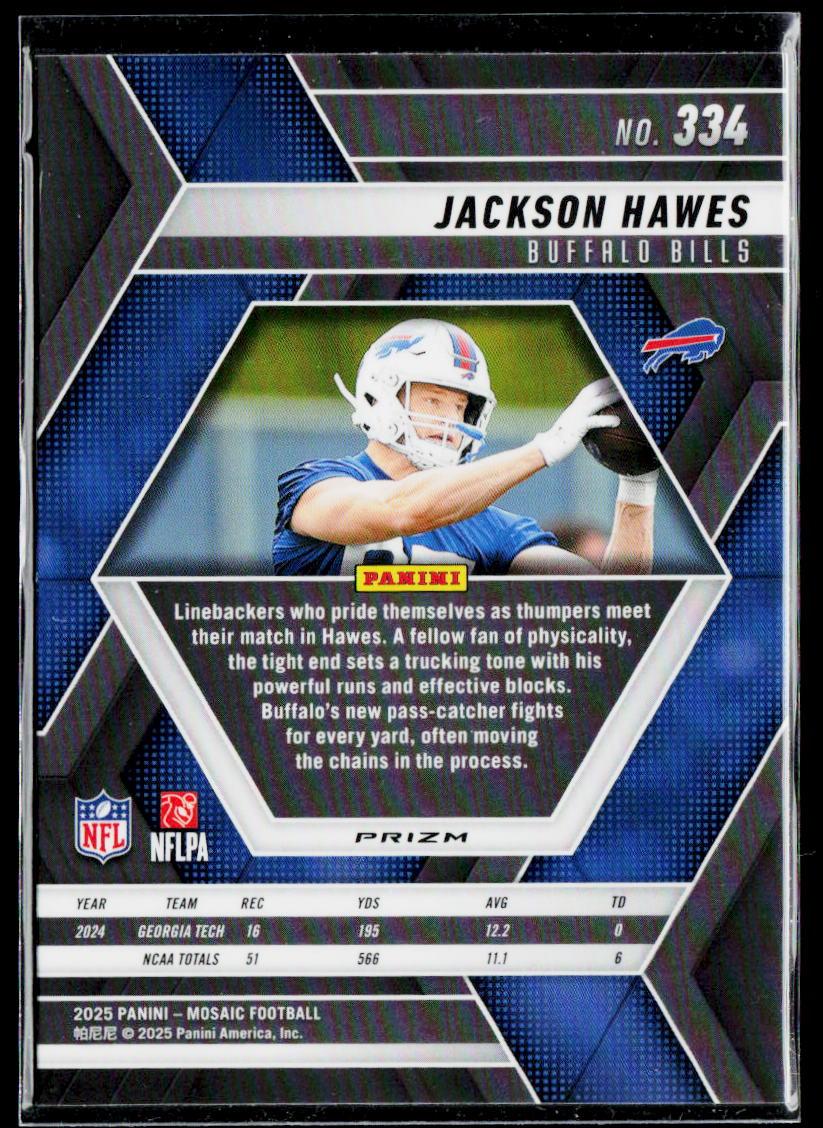 2025 Panini Mosaic #334 Jackson Hawes Mosaic Reactive Blue