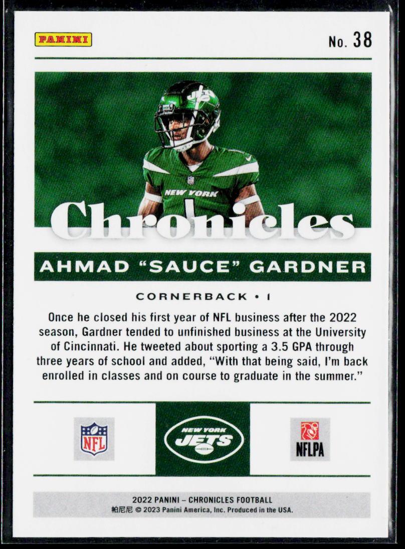 2022 Panini Chronicles #38 Ahmad "Sauce" Gardner Bronze