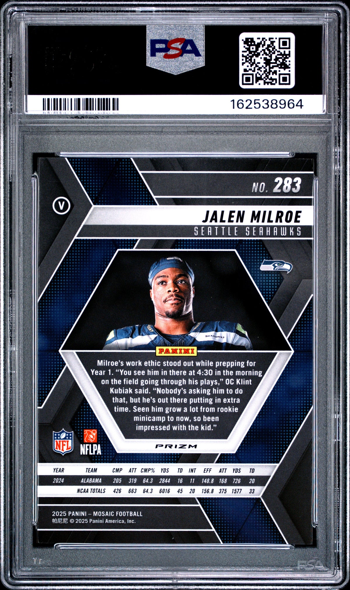 Jalen Milroe Reactive Blue Rookie PSA 10 Gem Mint!