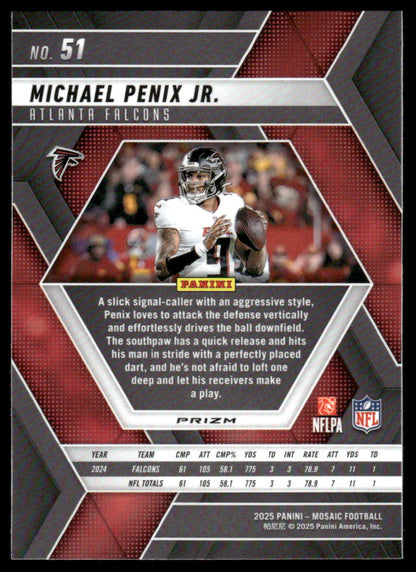 2025 Panini Mosaic #51 Michael Penix Jr. Mosaic Camo Red