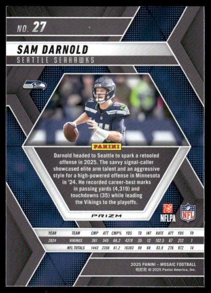 2025 Panini Mosaic #27 Sam Darnold Mosaic Camo Red