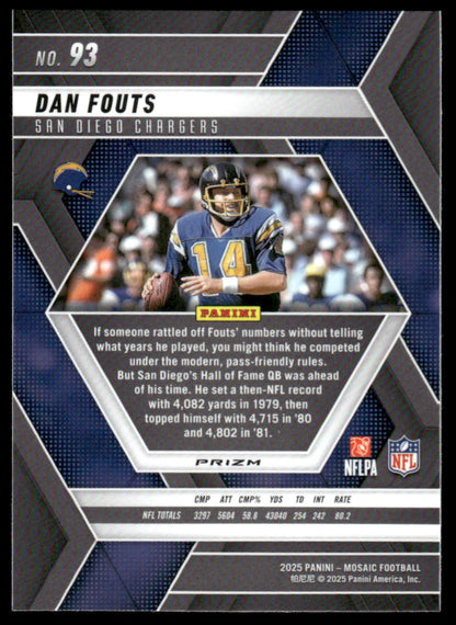 2025 Panini Mosaic #93 Dan Fouts Mosaic Camo Red