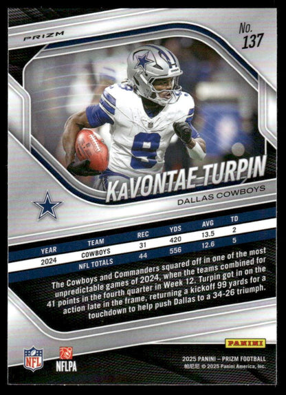 2025 Panini Prizm #137 KaVontae Turpin White Disco