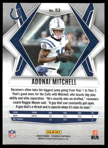 2025 Panini Phoenix #53 Adonai Mitchell Silver Lava Prizm