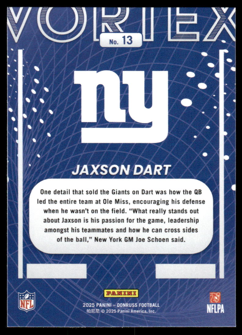 2025 Donruss #13 Jaxson Dart Vortex