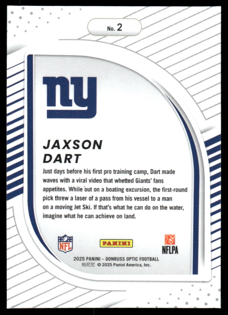 2025 Donruss Optic #2 Jaxson Dart Hidden Potential