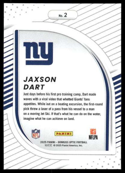 2025 Donruss Optic #2 Jaxson Dart Hidden Potential