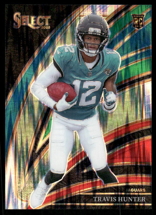 2025 Panini Select #228 Travis Hunter Black and Green Prizm Shock