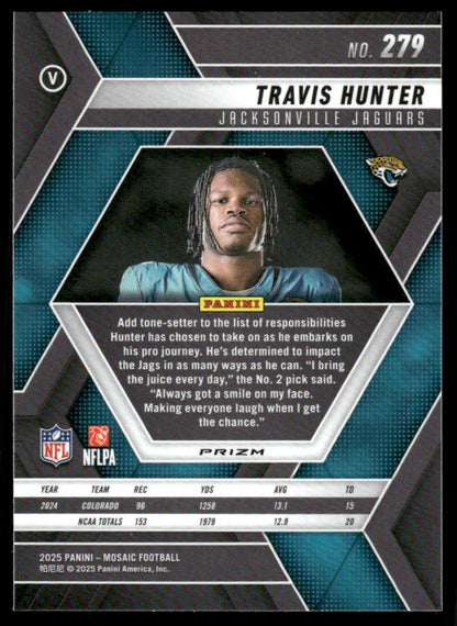 2025 Panini Mosaic #279 Travis Hunter Mosaic Reactive Blue
