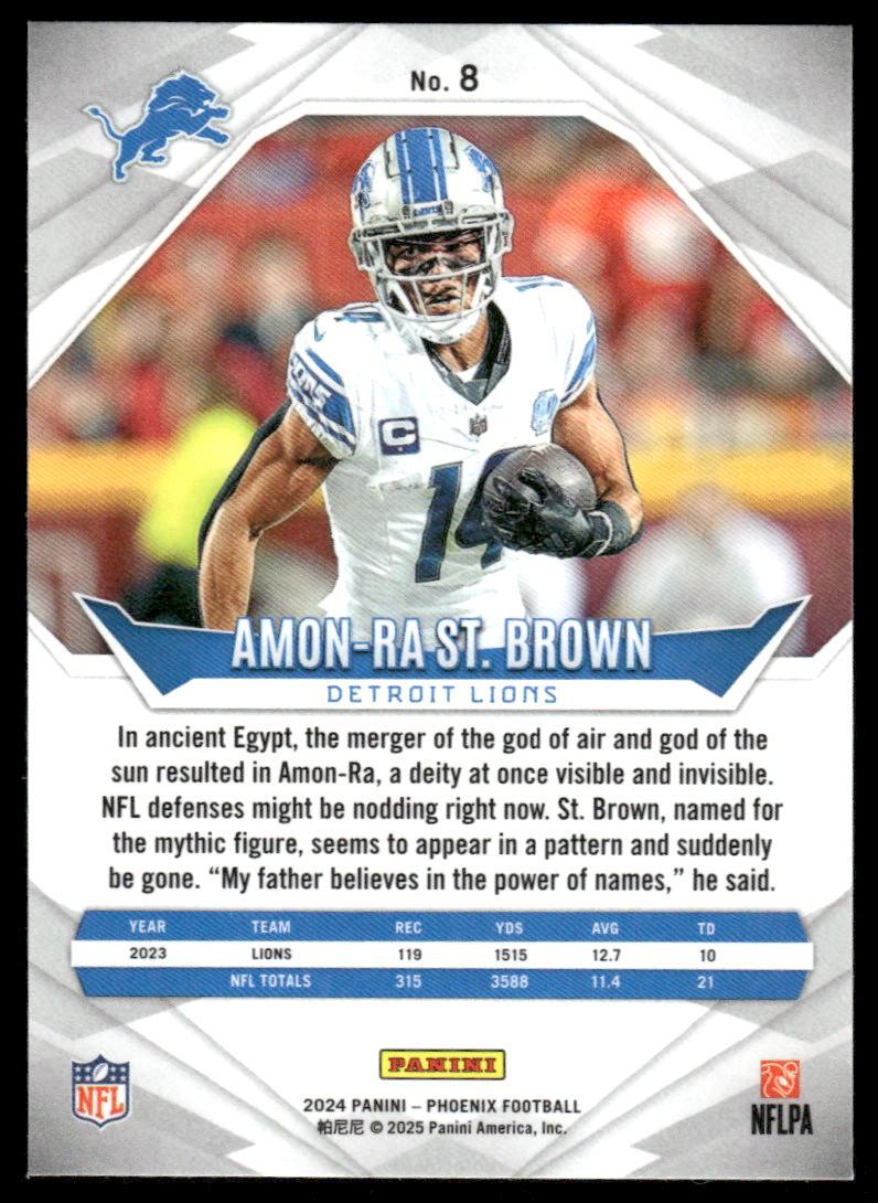 2024 Panini Phoenix #8 Amon-Ra St. Brown Purple Lazer